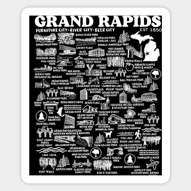 Grand Rapids Map Sticker by fiberandgloss